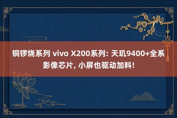 铜锣烧系列 vivo X200系列: 天玑9400+全系影像芯片, 小屏也驱动加料!