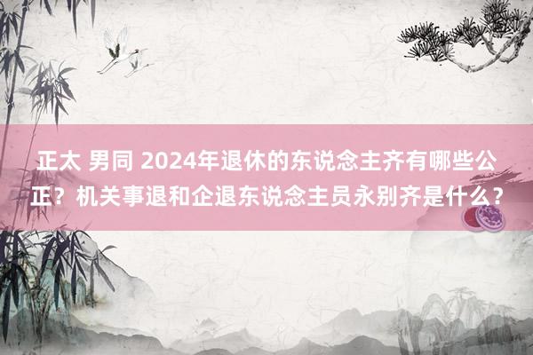 正太 男同 2024年退休的东说念主齐有哪些公正？机关事退和企退东说念主员永别齐是什么？